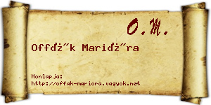 Offák Marióra névjegykártya